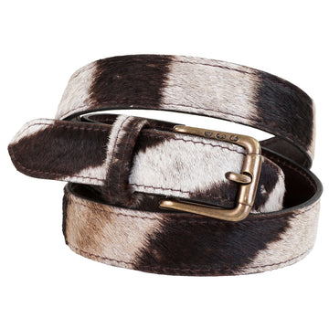 Zebra Skin Belt - Tan/Brown
