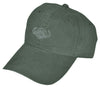 Front view of a Buffalo Embroidered Cap, color Forest. The cap has six double-stitched panels with matching buttonholed eyelet vents, a crown button on top, a pre-curved visor, a one-size-fits-most Velcro strap adjuster in back, and an embroidered Tag Safari buffalo in front. 100% cotton twill.