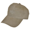 Front view of a Buffalo Embroidered Cap, color Khaki. The cap has six double-stitched panels with matching buttonholed eyelet vents, a crown button on top, a pre-curved visor, a one-size-fits-most Velcro strap adjuster in back, and an embroidered Tag Safari buffalo in front. 100% cotton twill.
