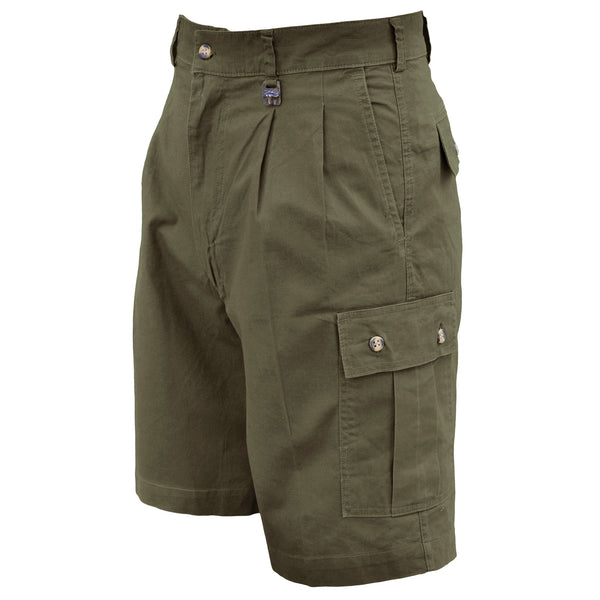 Front of Men's Cargo Shorts, color Moss. The shorts have a 9 1/2