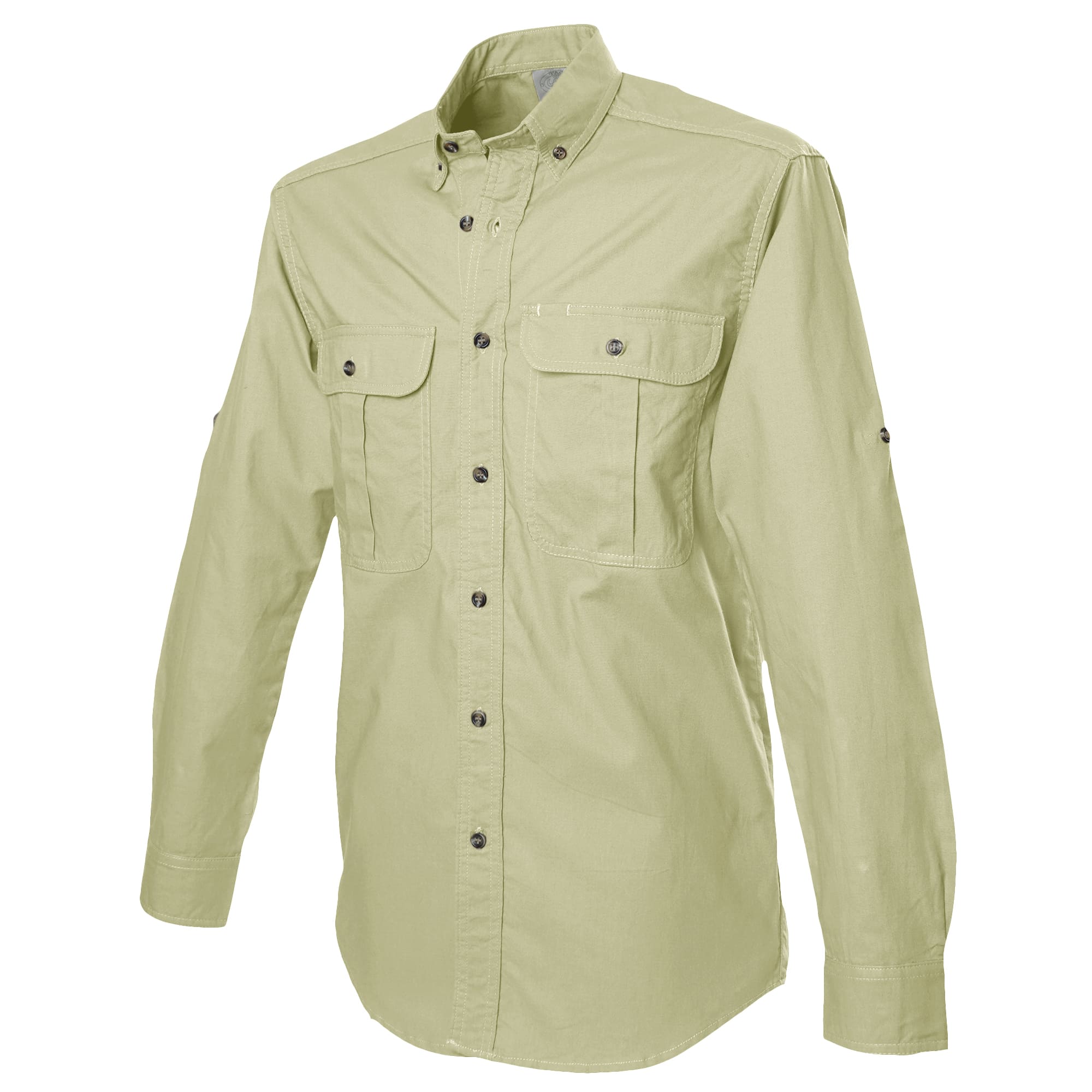 Mens Safari Shirt with Two Button Flap pockets and Button Down Collars 100%  Cotton in Long Sleeves by Tag Safari