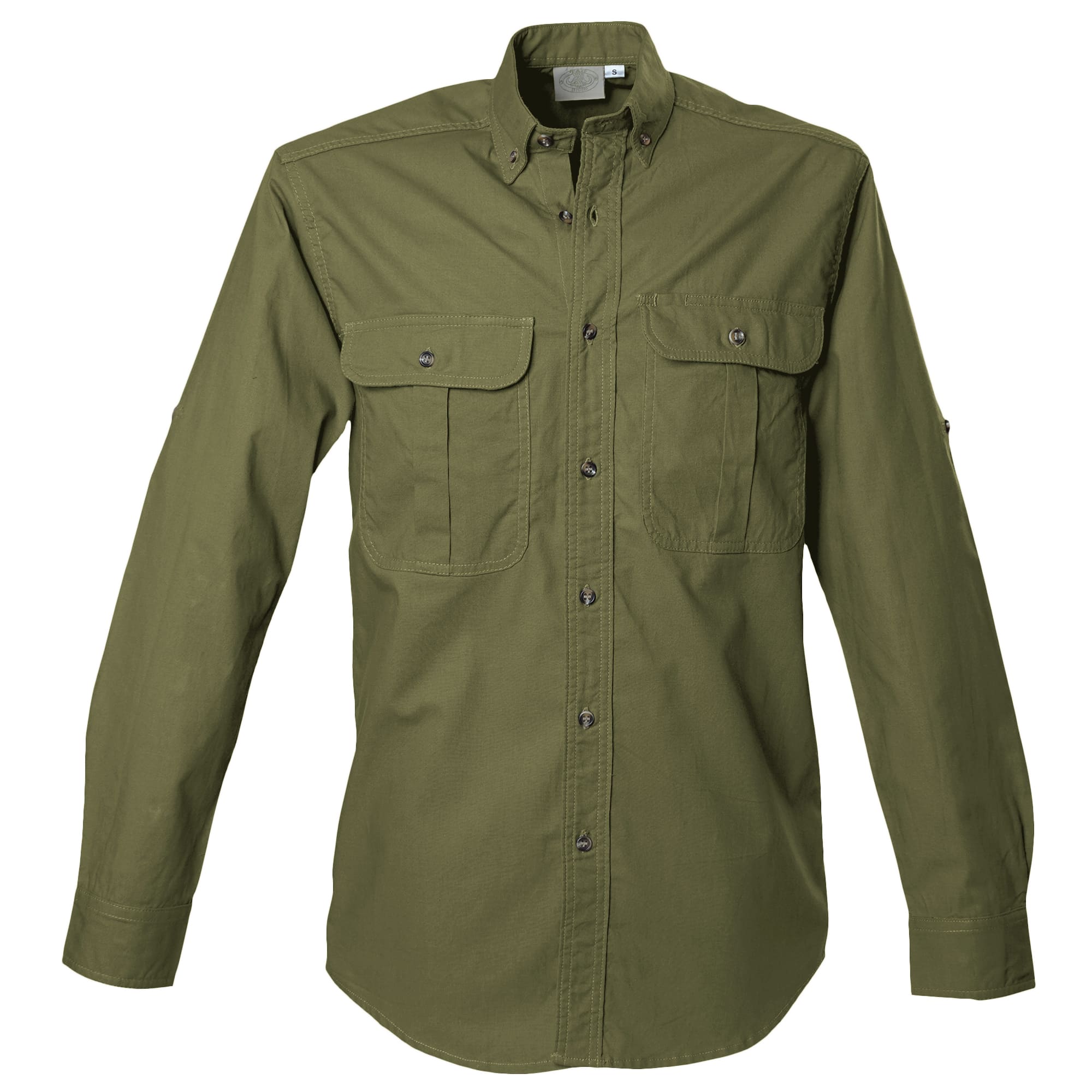 TAG Safari Men's Adventure Long Sleeve Shirt w Chest Pockets. (Olive,  Large) 