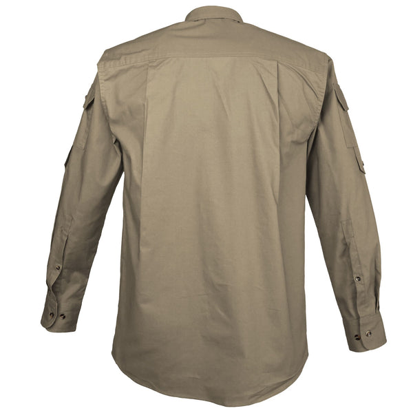 Men’s Bush Shirt – Authentic African Safari Shirt with 4 Pockets, Lightweight 100% Cotton, Long Sleeve Outdoor Travel Shirt
