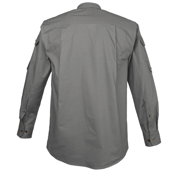 Men’s Bush Shirt – Authentic African Safari Shirt with 4 Pockets, Lightweight 100% Cotton, Long Sleeve Outdoor Travel Shirt