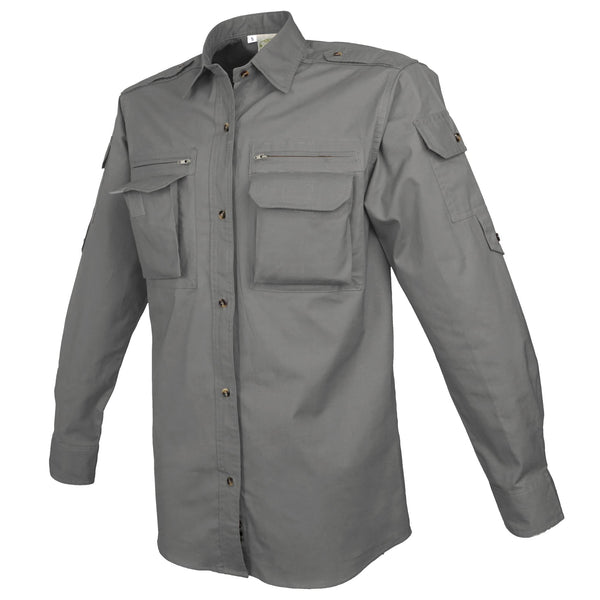 Men’s Bush Shirt – Authentic African Safari Shirt with 4 Pockets, Lightweight 100% Cotton, Long Sleeve Outdoor Travel Shirt