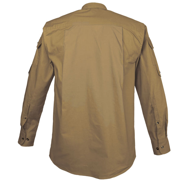 Men’s Bush Shirt – Authentic African Safari Shirt with 4 Pockets, Lightweight 100% Cotton, Long Sleeve Outdoor Travel Shirt