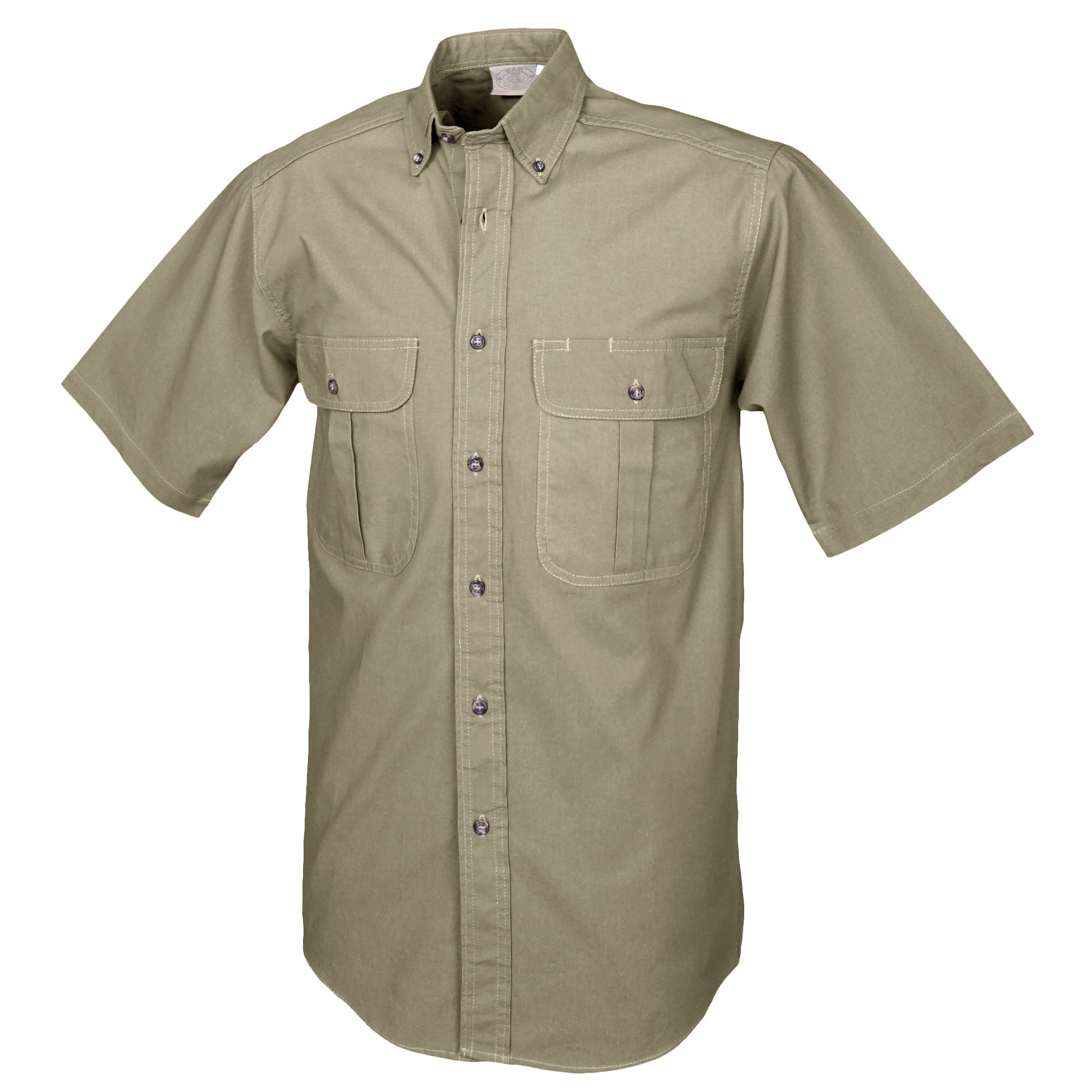 Tag Safari Short-Sleeve Safari Shirt for Men features button-flap chest pockets, back shoulder tucks, and durable double stitching. Shown in Khaki.--9