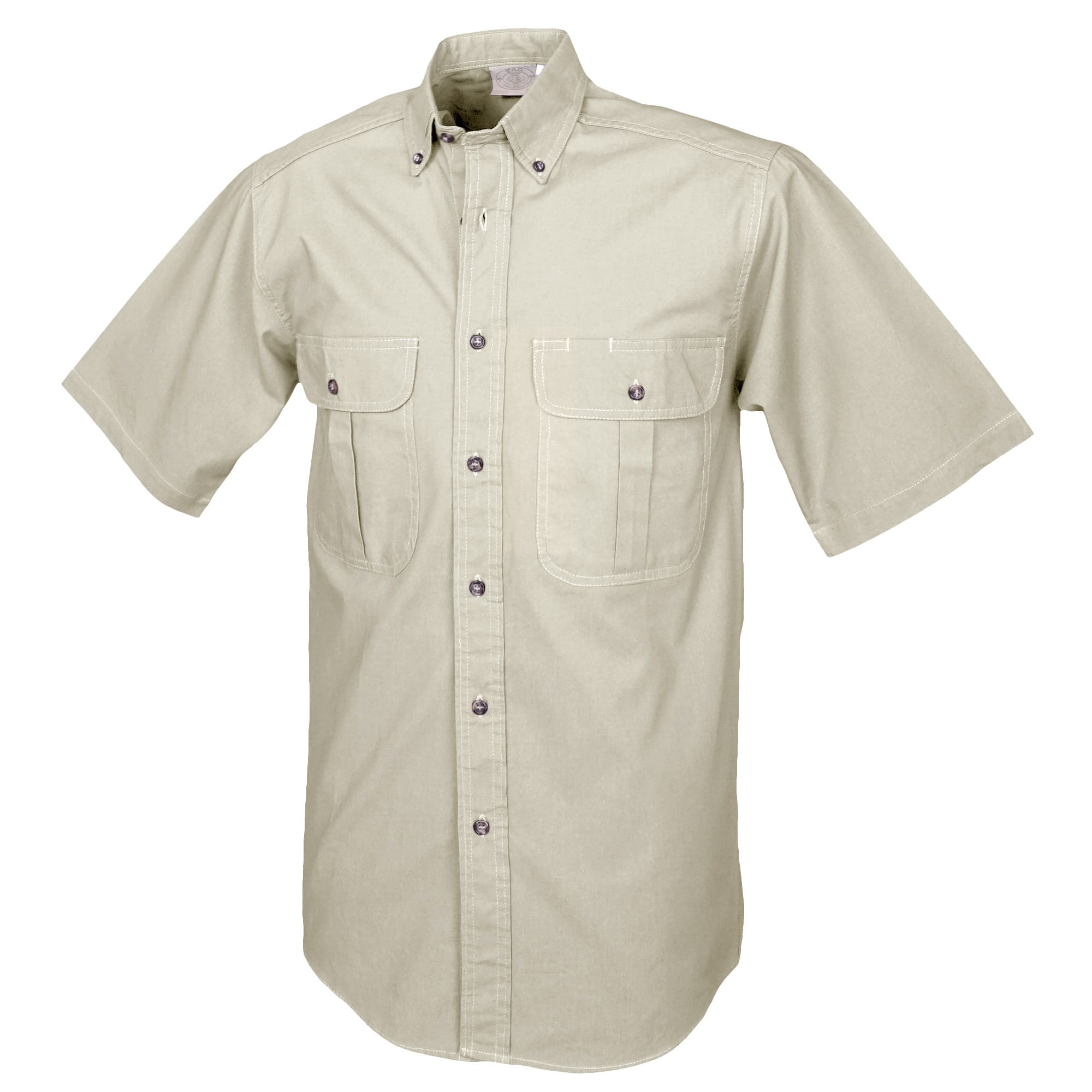 Tag Safari Short-Sleeve Safari Shirt for Men features button-flap chest pockets, back shoulder tucks, and durable double stitching. Shown in Stone.--12