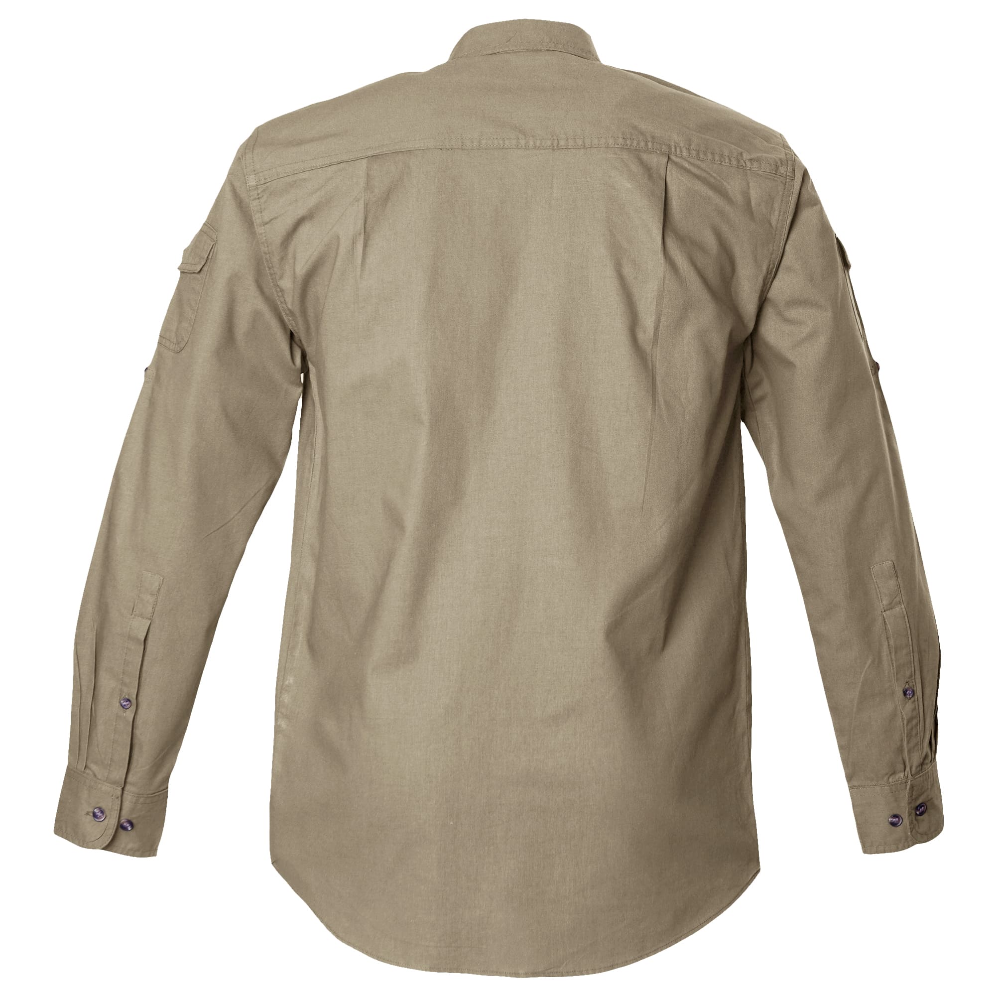 Tag Safari Long-Sleeve Shooter Shirt for Men features a quilted shooting pad, button-flap chest and sleeve pockets, and roll-up sleeve tabs. Shown in Khaki.--12