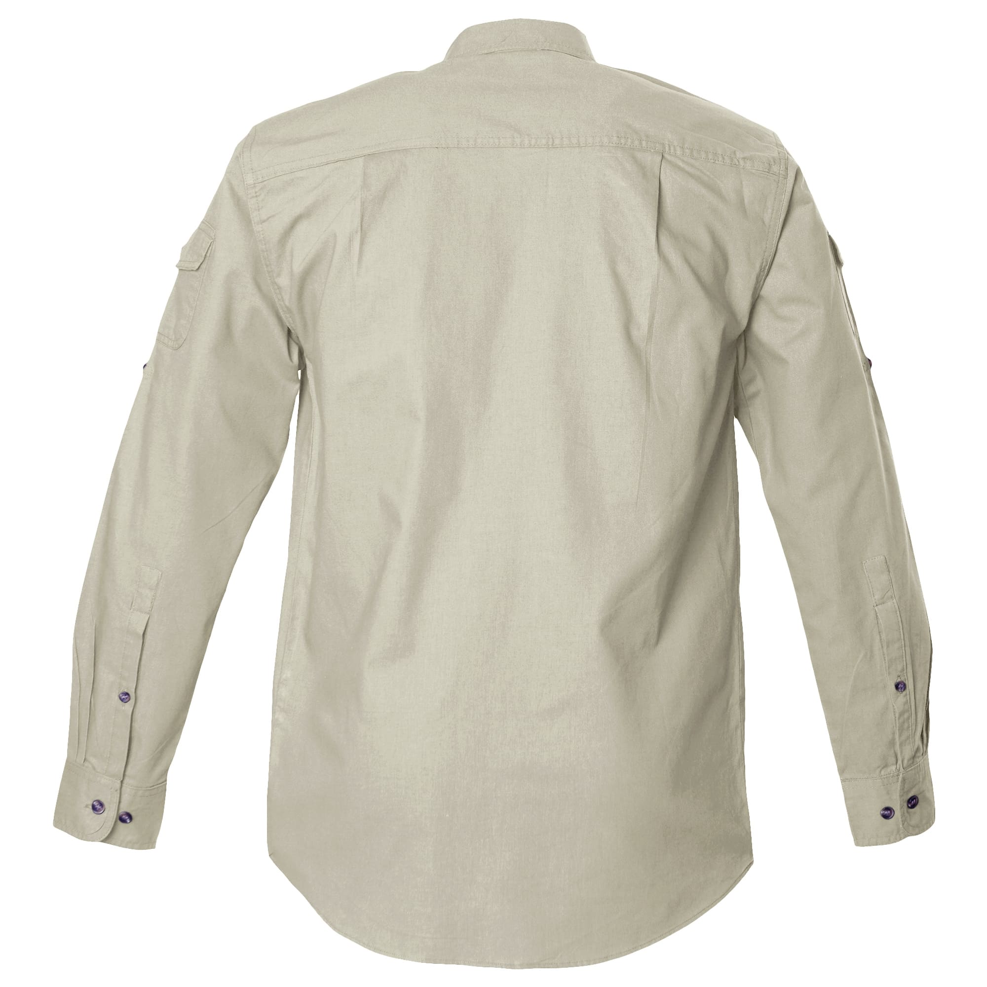 Tag Safari Long-Sleeve Shooter Shirt for Men features a quilted shooting pad, button-flap chest and sleeve pockets, and roll-up sleeve tabs. Shown in Stone.--2