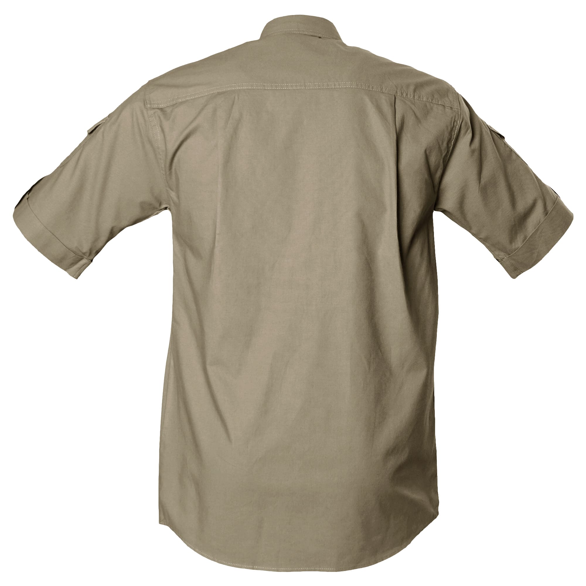 Tag Safari Short-Sleeve Shooter Shirt for Men features a quilted shooting pad, button-flap chest and sleeve pockets, and functional epaulettes. Shown in Khaki.--2