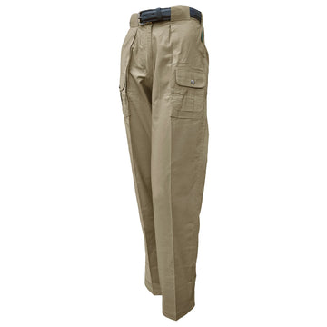 Tag Safari Six-Pocket Congo Pants for Women feature slash-style hip pockets, button-flap side, back, and utility pockets, discreet elastic waist panels, and large belt loops. Shown in Khaki.