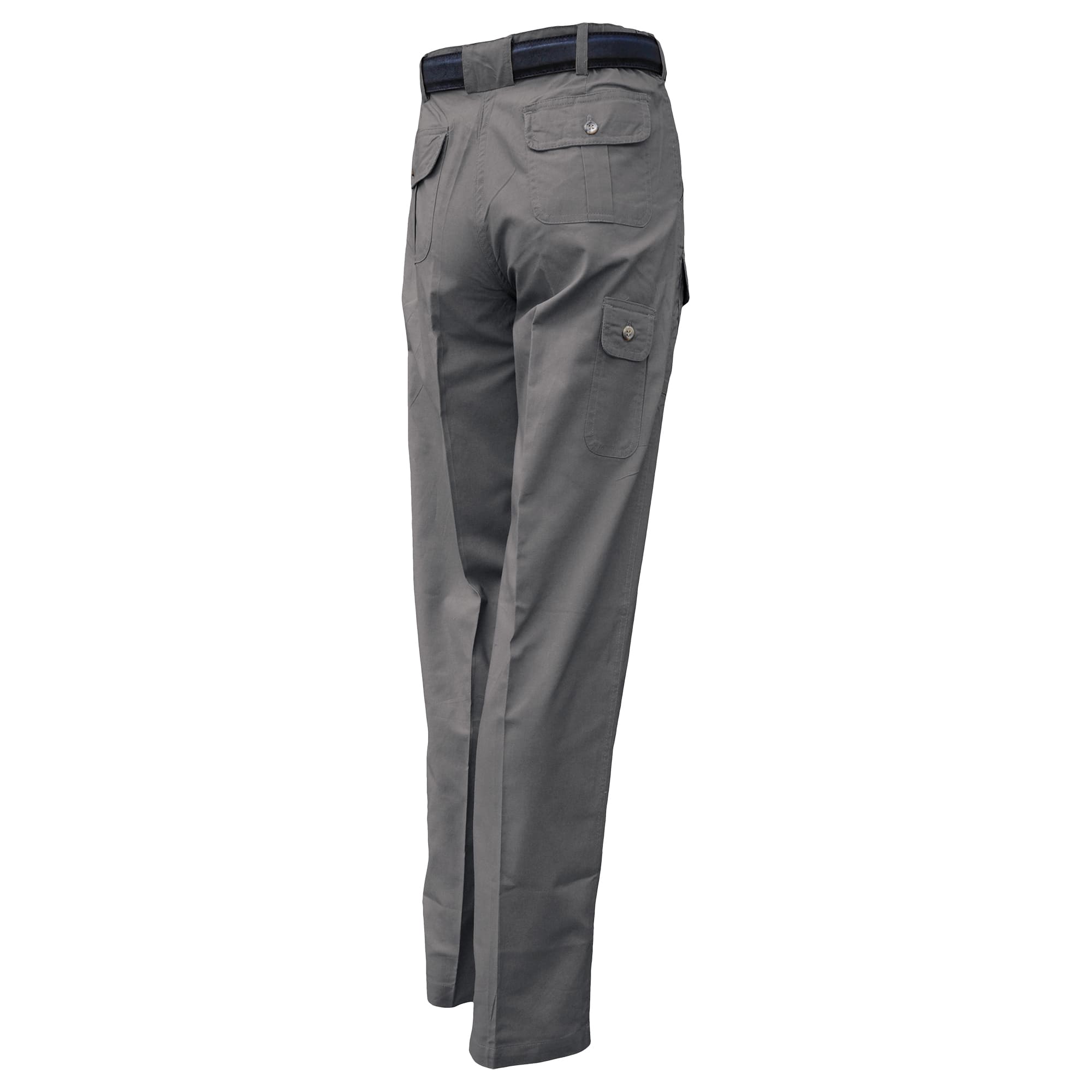 Back view of Tag Safari Six Pocket Congo Pants for Women in Olive Gray. Shows two button-flap back pockets, a button-flap utility pocket, and large belt loops.--4