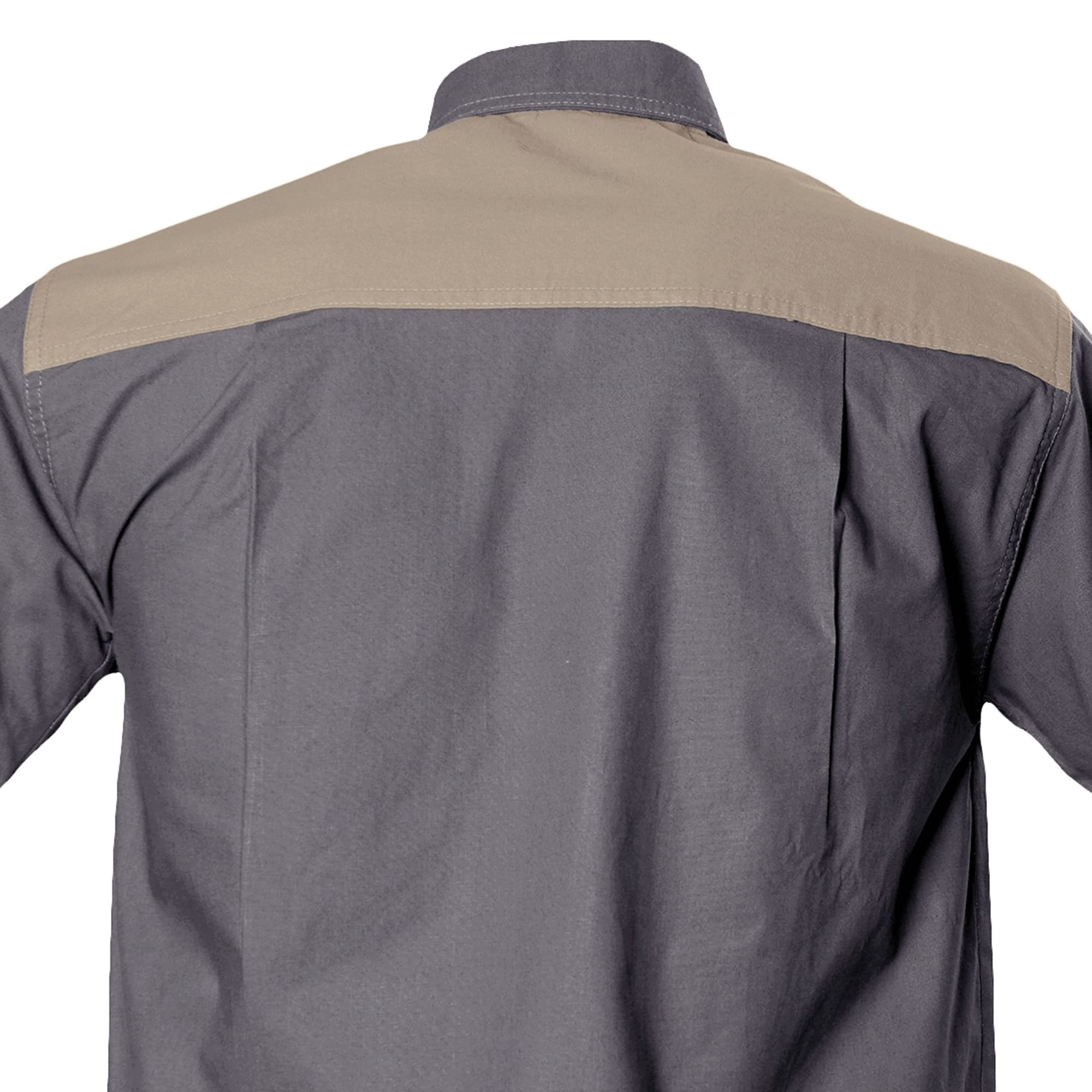 Tag Safari Short-Sleeve Upland Shirt for Men features a contrasted shooting pad and yoke, button-flap chest pocket, and durable double-stitching. Shown in Olive Gray/Khaki.--10