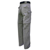 Back of Men's Zambezi Convertible Pants, color Olive. The pants have removable mid-thigh zippered legs, two flap-covered pockets on the seat, a flap-covered utility pocket on the side, expandable waist panels, oversized belt loops, and double stitching throughout. 100% cotton.
