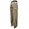 Back of Men's Six Pocket Congo Pants, color Khaki. The pants have two flap-covered pockets on the seat, a flap-covered utility pocket on the side, expandable waist panels, oversized belt loops, and double stitching throughout. 100% cotton.