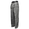 Front of Men's Six Pocket Congo Pants, color Olive. The pants have two slash pockets on the hip, two flap-covered pockets up front, expandable waist panels, oversized belt loops, and double stitching throughout. 100% cotton.