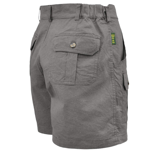 Back of Women's Pro Hunting Shorts, color Olive. The shorts have a 5 1/2