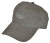 Front view of a Buffalo Embroidered Cap, color Olive. The cap has six double-stitched panels with matching buttonholed eyelet vents, a crown button on top, a pre-curved visor, a one-size-fits-most Velcro strap adjuster in back, and an embroidered Tag Safari buffalo in front. 100% cotton twill.
