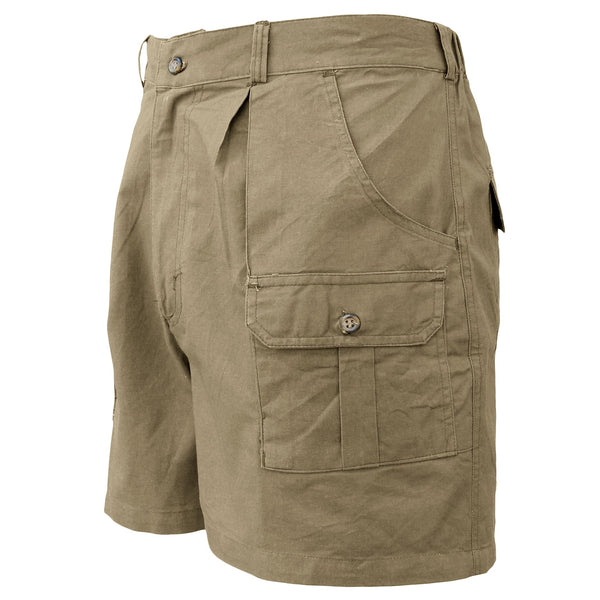 Front of Men's Pro Hunting Shorts, color Khaki. The shorts have a 5 1/2