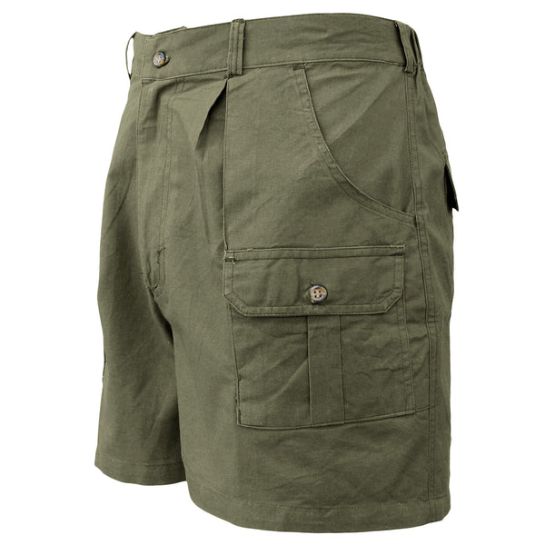Front of Men's Pro Hunting Shorts, color Moss. The shorts have a 5 1/2